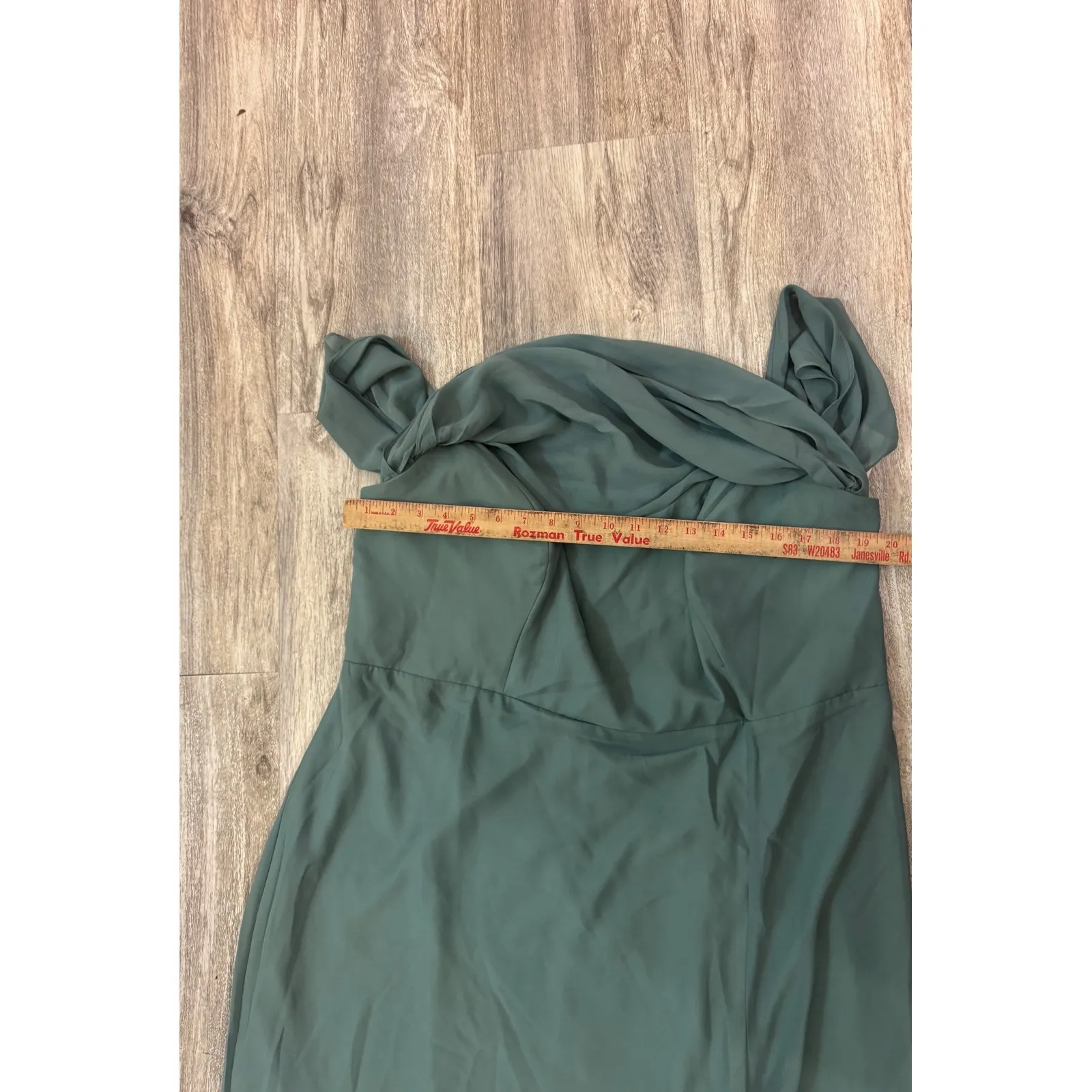 Birdy Grey Mira Chiffon Sea Glass Maxi Dress Cowl Neck Slit Size 1X NWT - Image 6