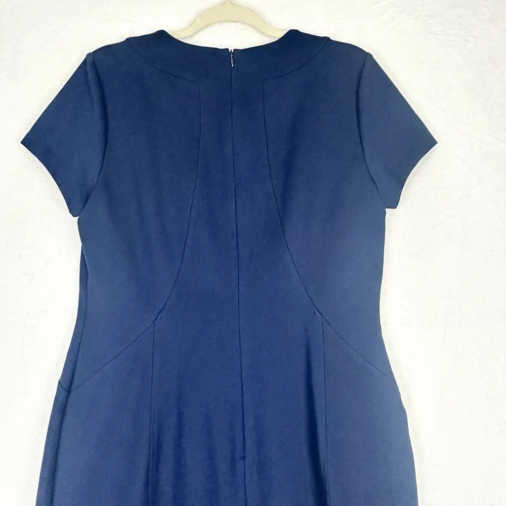 Sheath Dress Size 12 Navy Blue Stretch Career Business Workwear - Image 4