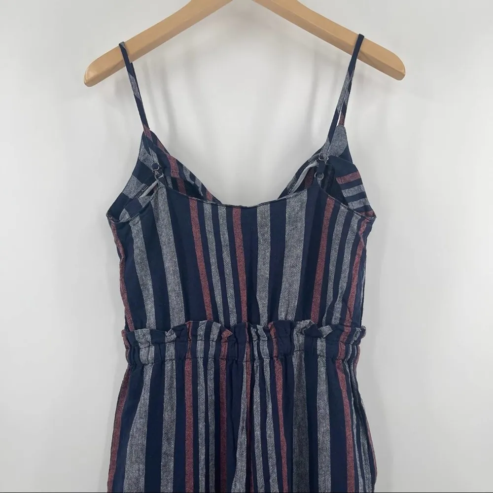 SPLENDID Crosshatch Jumpsuit Striped Tie Waist Stripes Navy Linen NWT SZ Small - Image 6