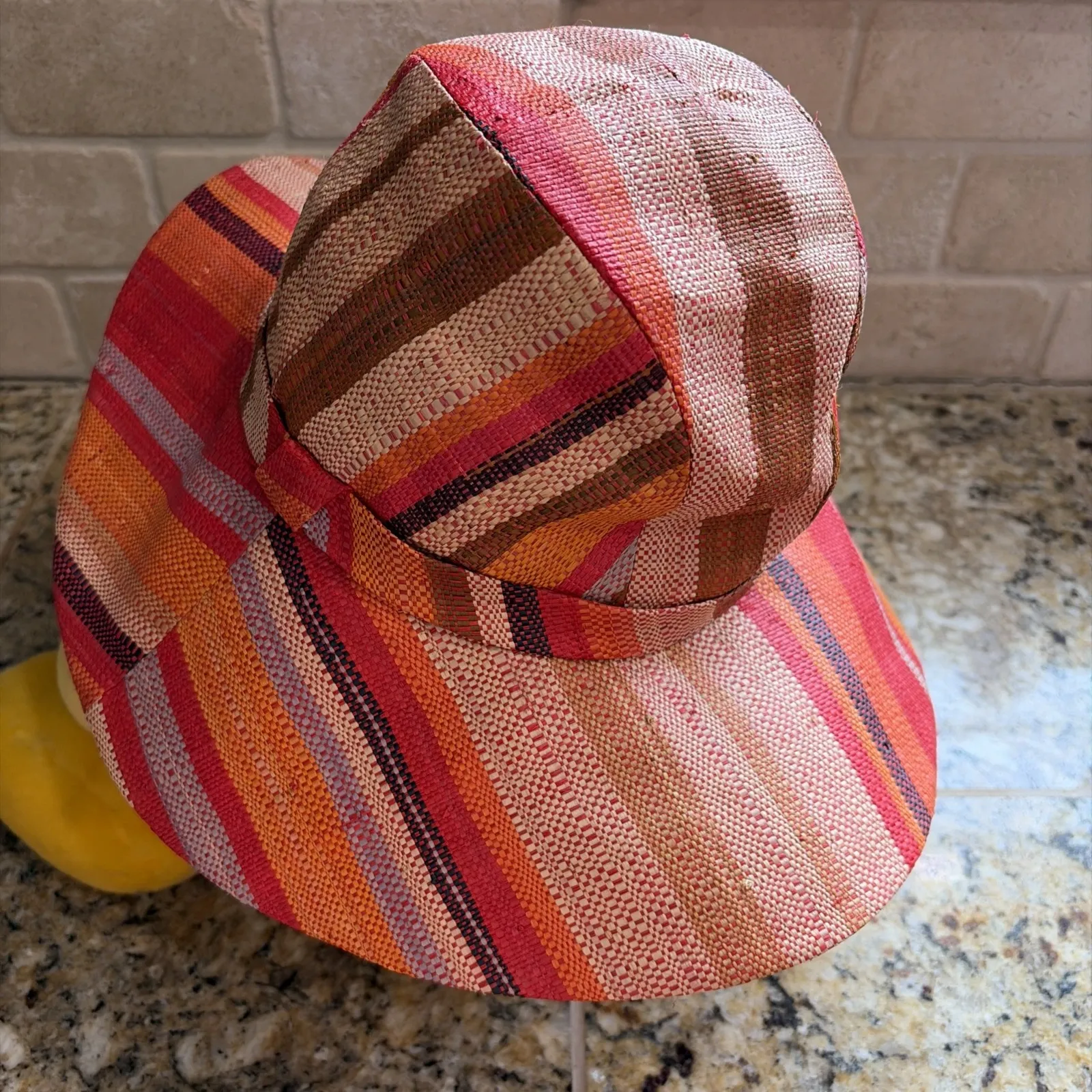 Rafi de Luca Orange Colorful Stripe Straw? Hat Unisex Womens Accessory One Size - Image 6