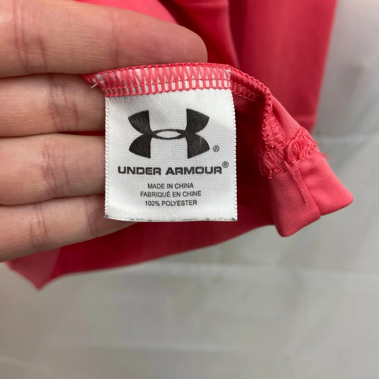 Under Armour women's coral pink‎ hooded heat gear stretch active shirt fitted S - Image 5