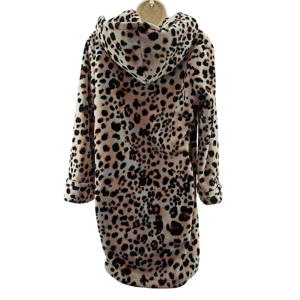 Betsy Johnson Hooded Animal Print Robe XS/S Plush Lounge - Image 4