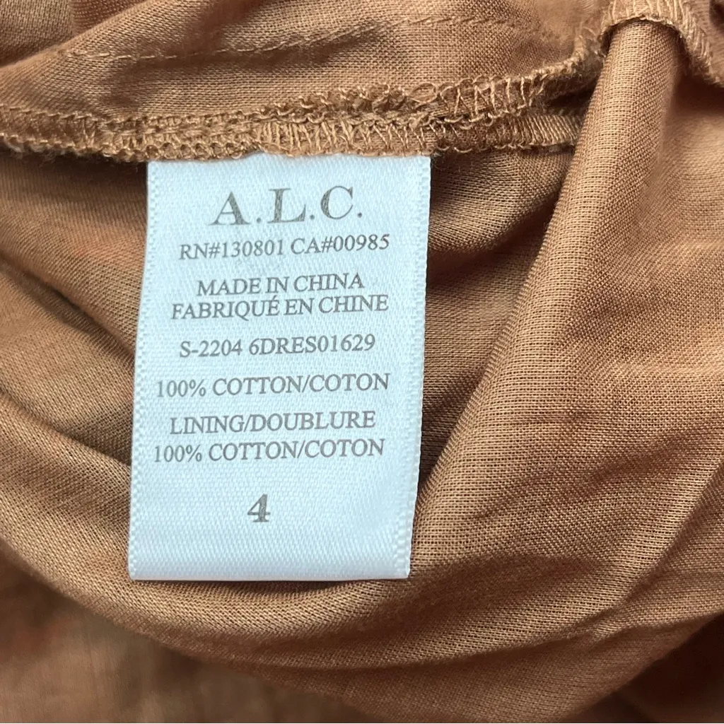 A.L.C.‎ Lucia Floral Smocked Midi Dress Burnt Orange Womens 4 Shirred Bodice NEW - Image 6