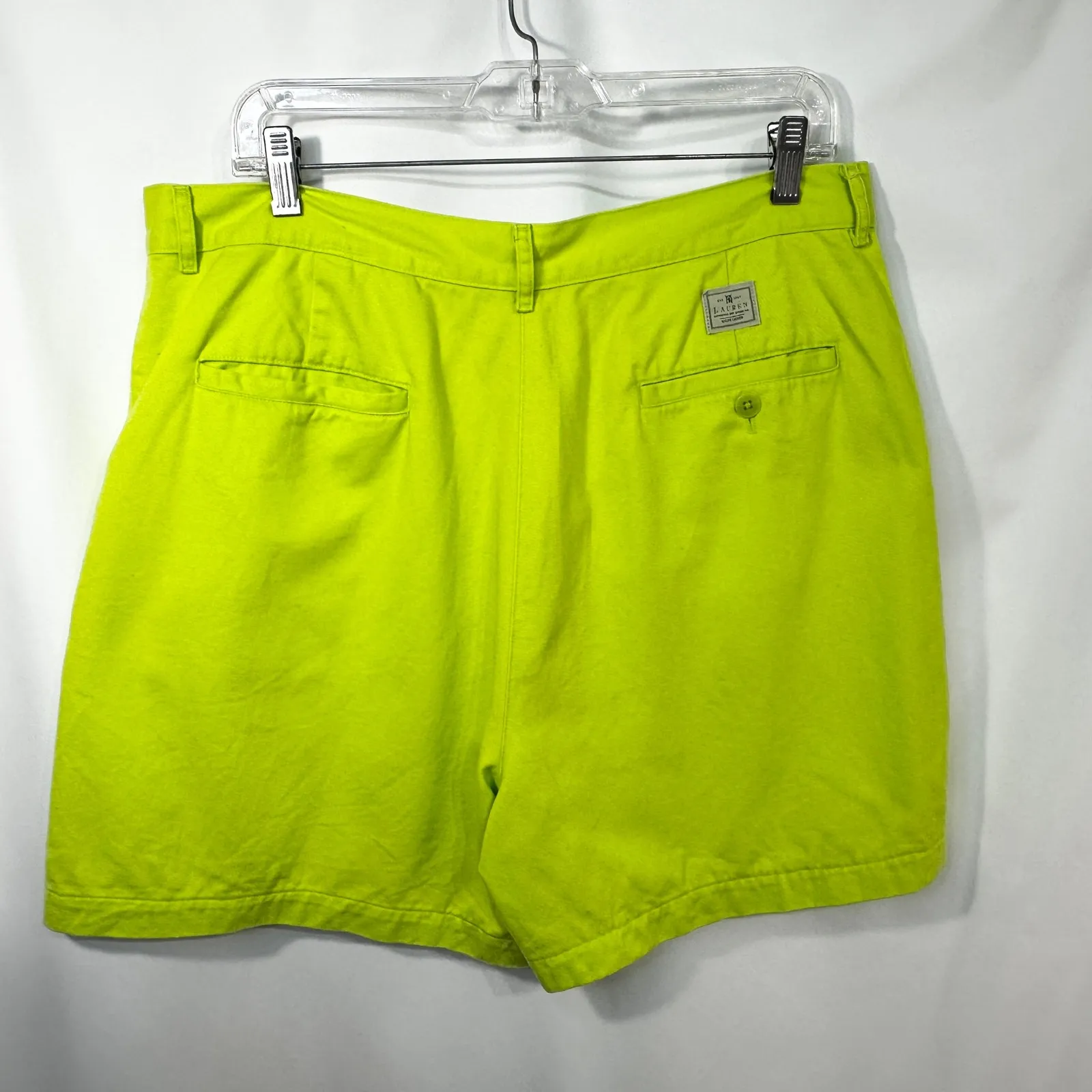 Lauren Ralph Lauren Sz 14 Shorts Bright Green High Rise Y2K‎ VTG Preppy Golf 194 - Image 2