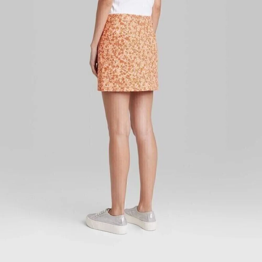 WILD FABLE Women's High-Rise Chino Mini Skirt - Rust Floral - Size 8 - Image 3