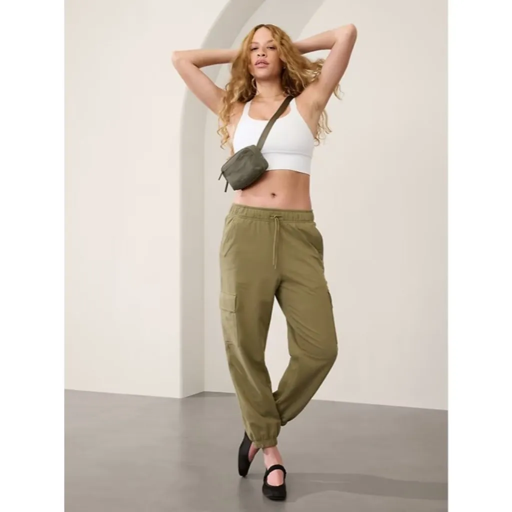 Athleta New  L Cascade Cargo Terry Pant Olive Branch  Large - Image 4