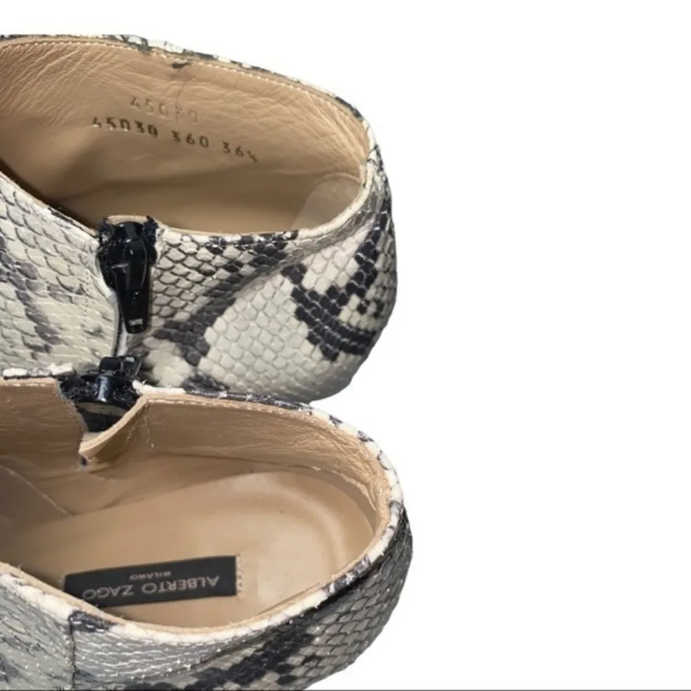 Alberto Zago Women’s Size 36.5 6 Black White Python Snakeskin Ankle Boots - Image 9