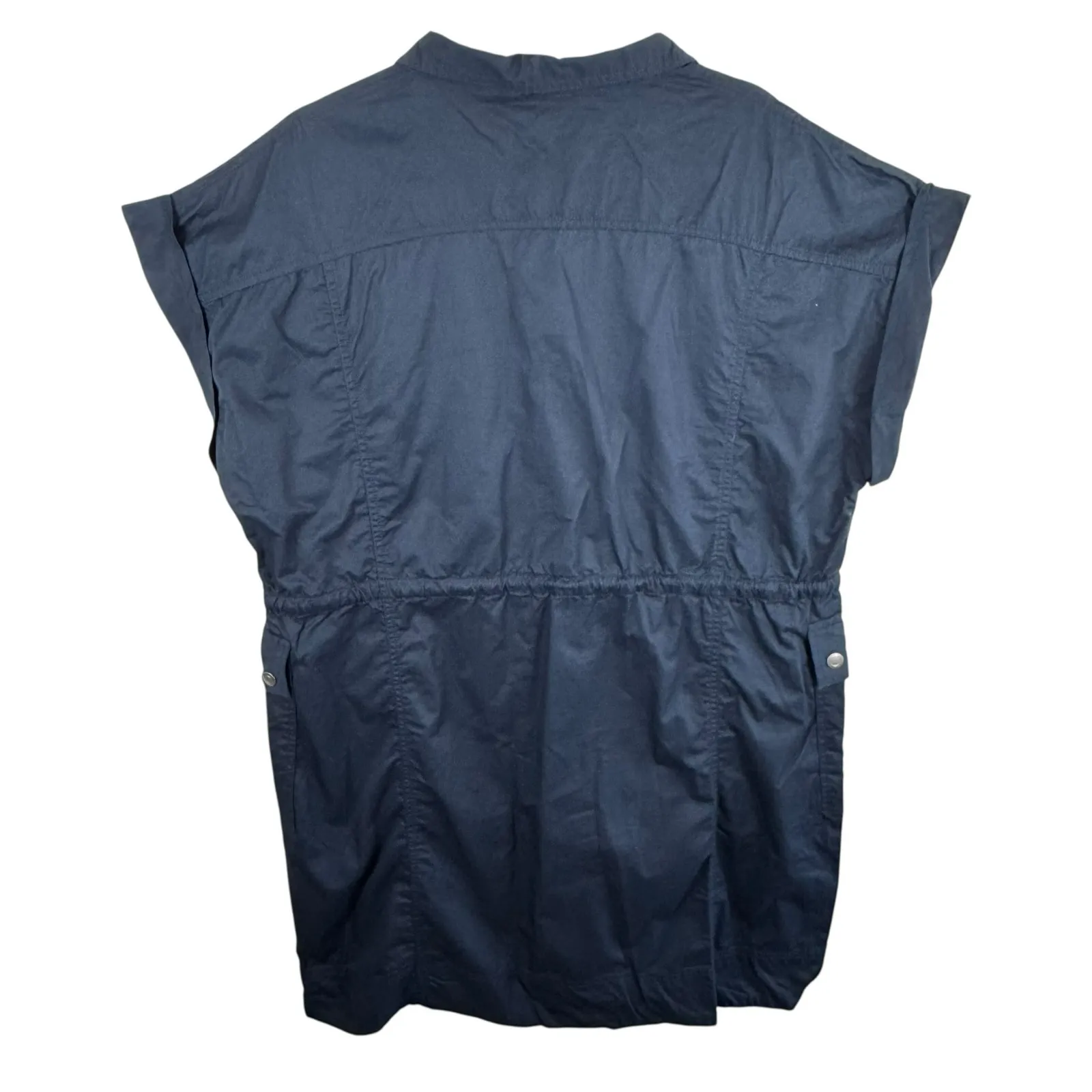 K. Jordan 100% Cotton Navy Blue Short Sleeve 1/2 Snap Knee Length Dress Size 2X - Image 2