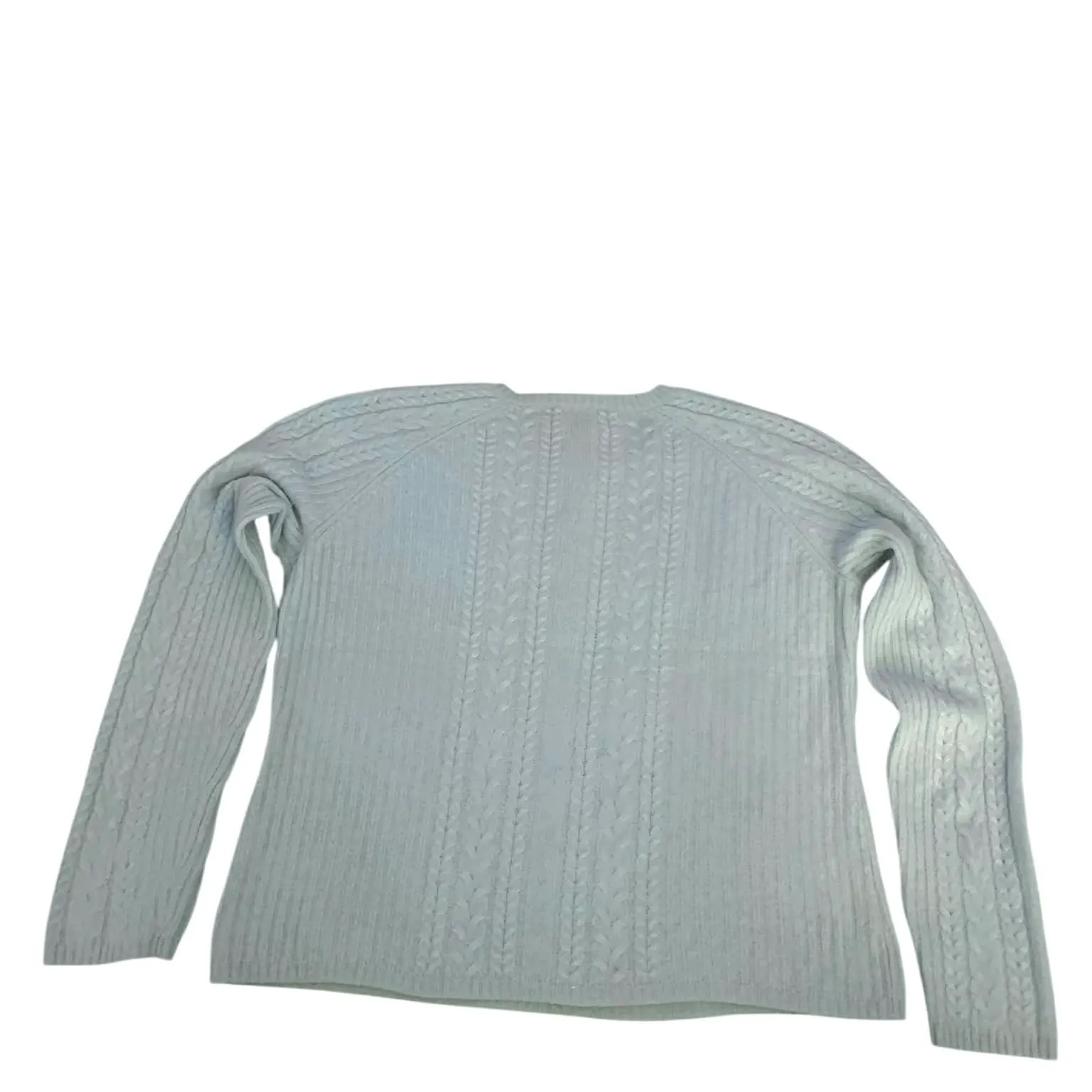 ​Only Mine 100% Cashmere XL Sweater Pastel Blue Cable Knit Cozy Cottagecore - Image 2