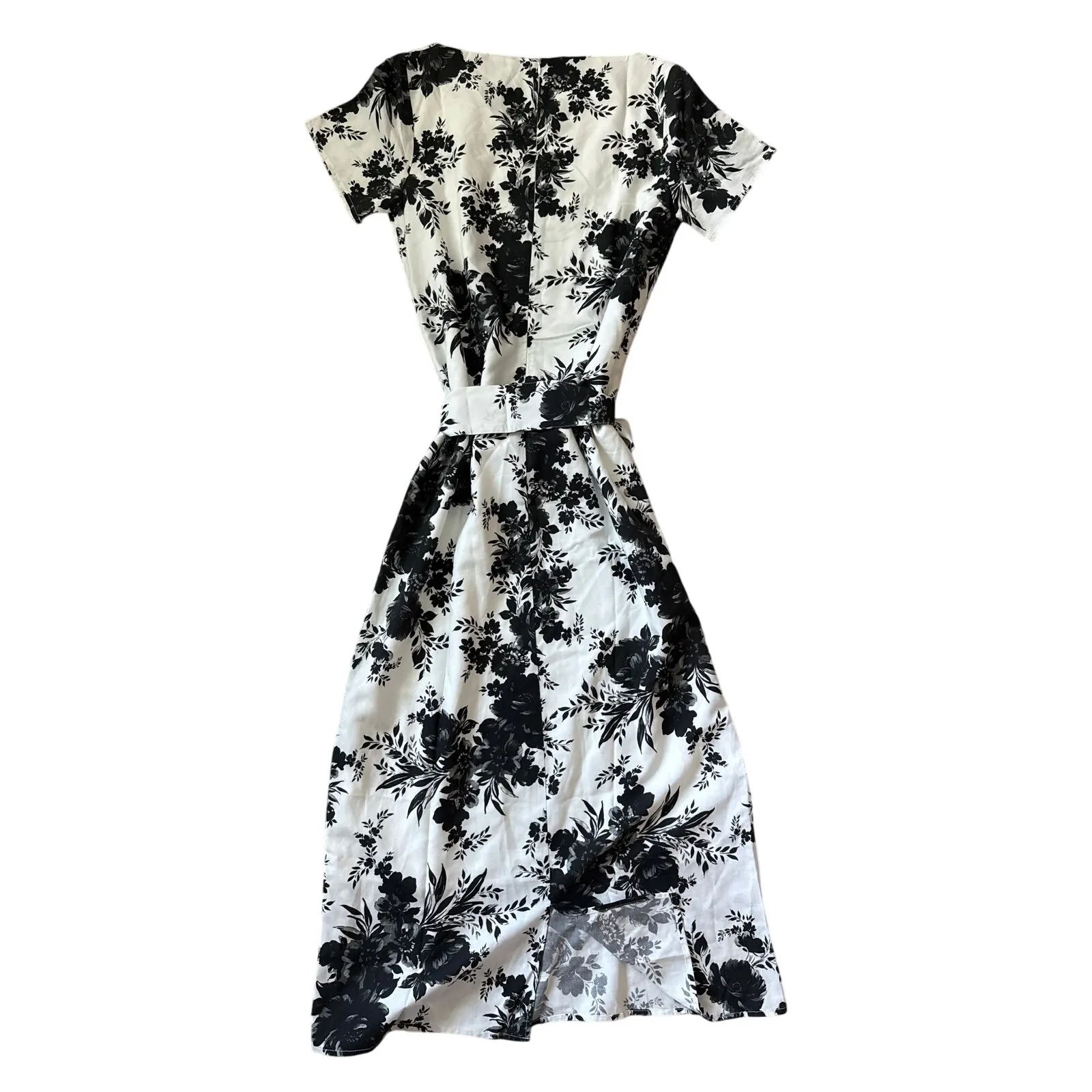 Abbey Glass Heidi Caftan Gown White & Black Roses Size Medium - Image 7