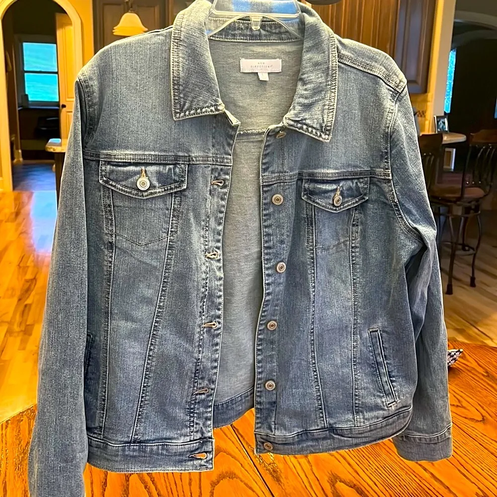 Denim Jacket Button Front Jean Coat Womens Large - Image 7