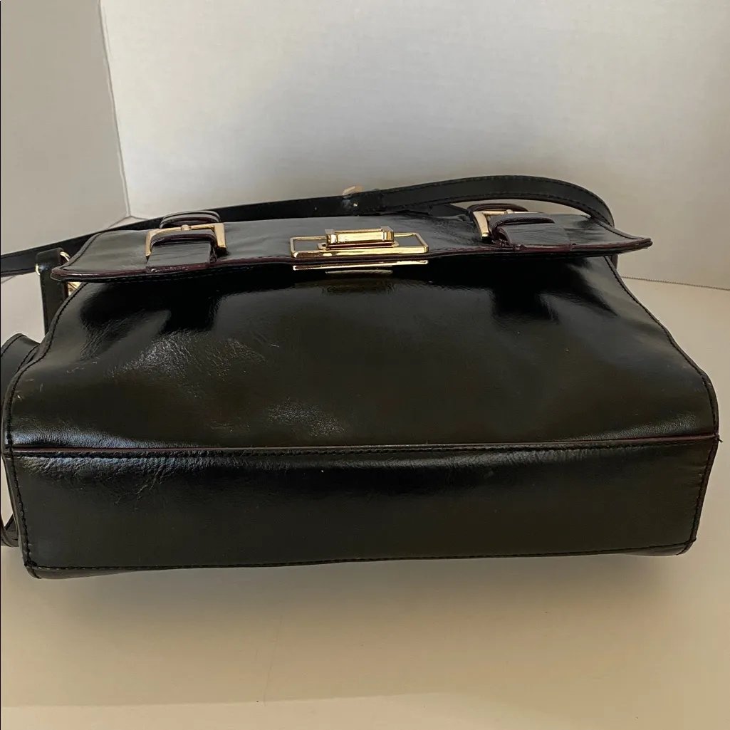 Antonio Melani Black Leather Messenger Handbag crossbody purse - Image 5