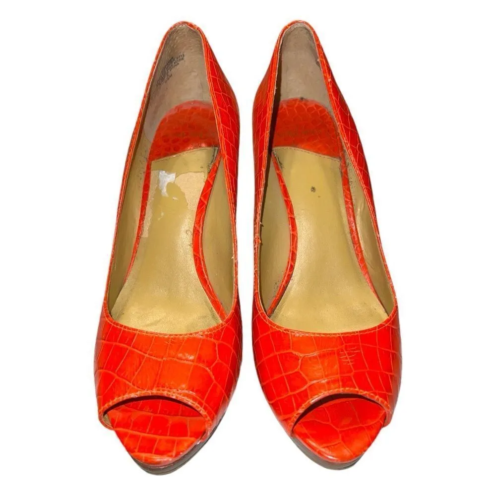 Nine west orange leather open toed heels! - Image 4