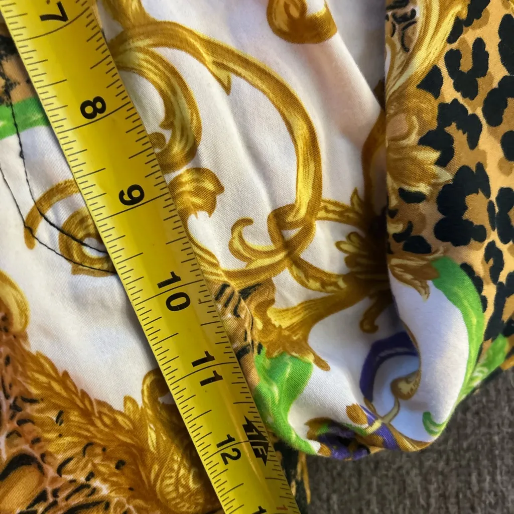 August Silk Yellow and Black Patterned Blouse w/ Matching Capri Pants | Sz S - Image 10