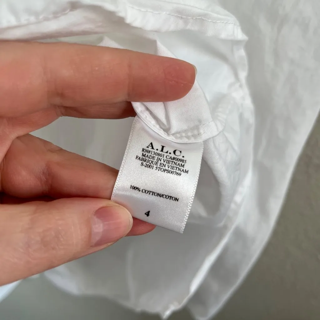 A.L.C. Womens Hudson Puff Sleeve Blouse White Cotton Top Size 4 - Image 8