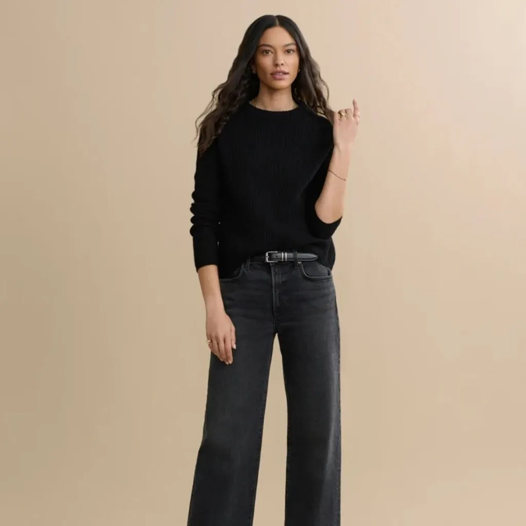 Jenni Kayne Cashmere Fisherman Sweater in Black, Size Small - Image 2