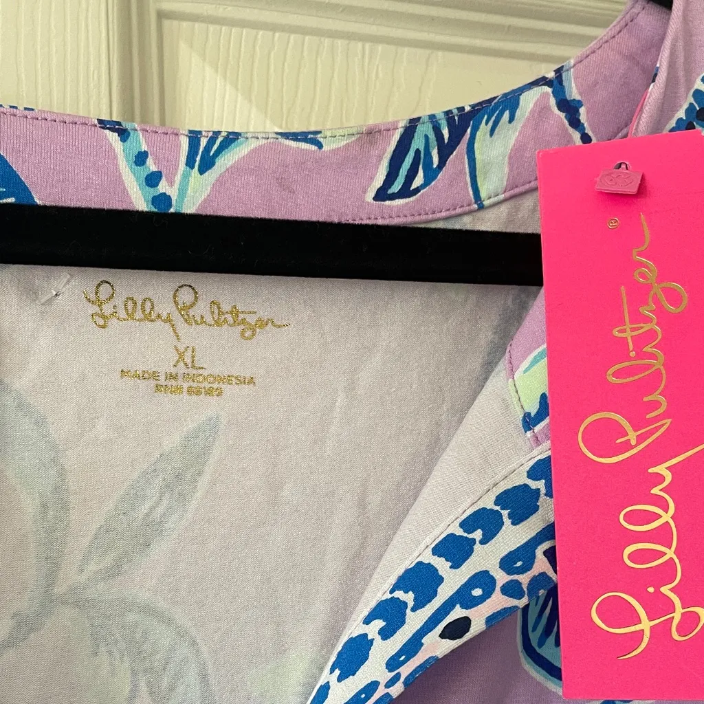 Lilly Pulitzer Sophiletta UPF 50 Purple Iris Slathouse Elephant Jungle Dress XL - Image 6