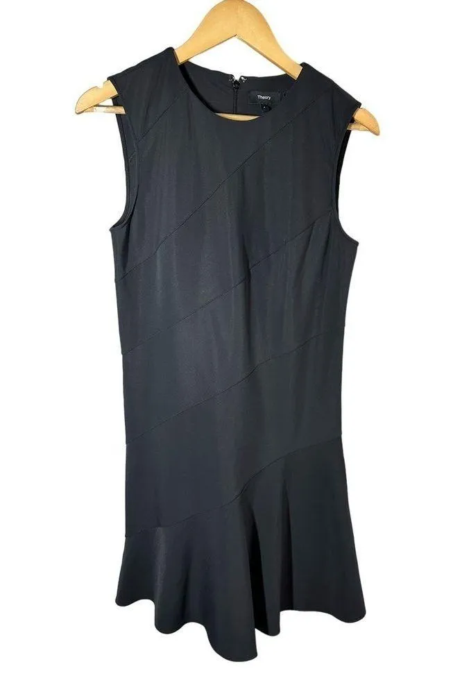 Theory Diagonal Flare Mini Dress Precision Ponte In Black Size 8 - Image 2