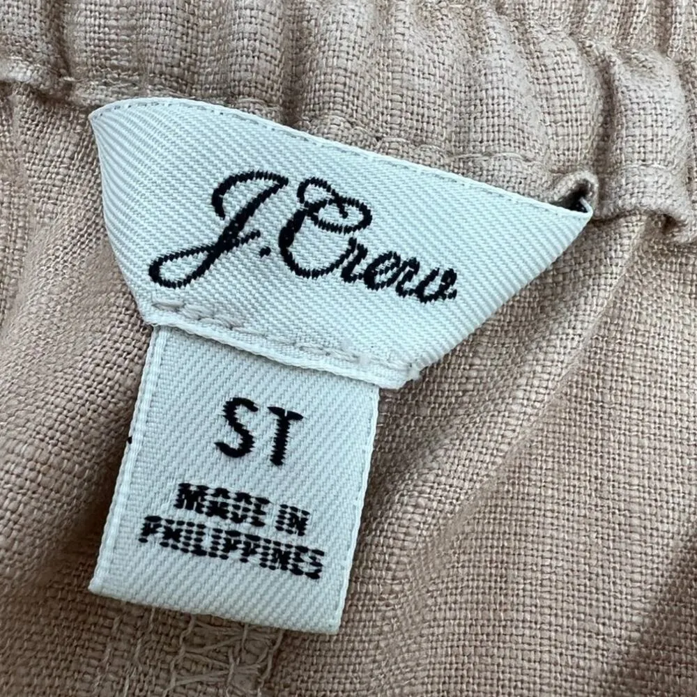 J CREW | ST | Seaside Linen Blend Elastic Tie-Waist Pull-On Pant in Desert Tan - Image 8