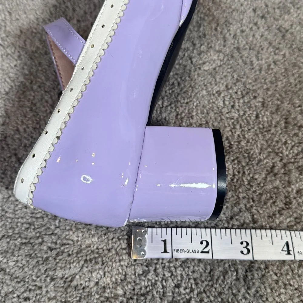 Women’s Purple Chunky Heel Mary Jane Pumps Cute Bow & Hearts Round Toe Size 6 Purple - Image 11