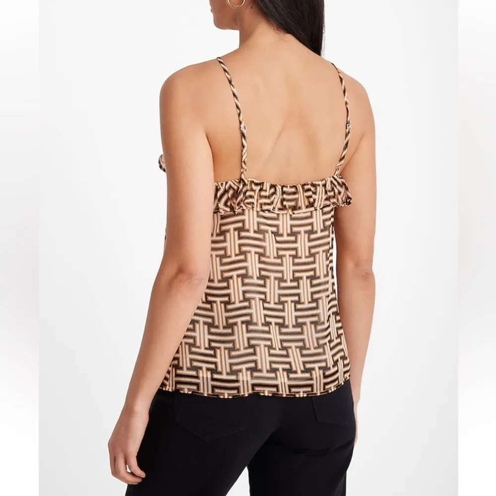 Express Printed Ruffle Halter Neck Tank, Small NWT - Image 3