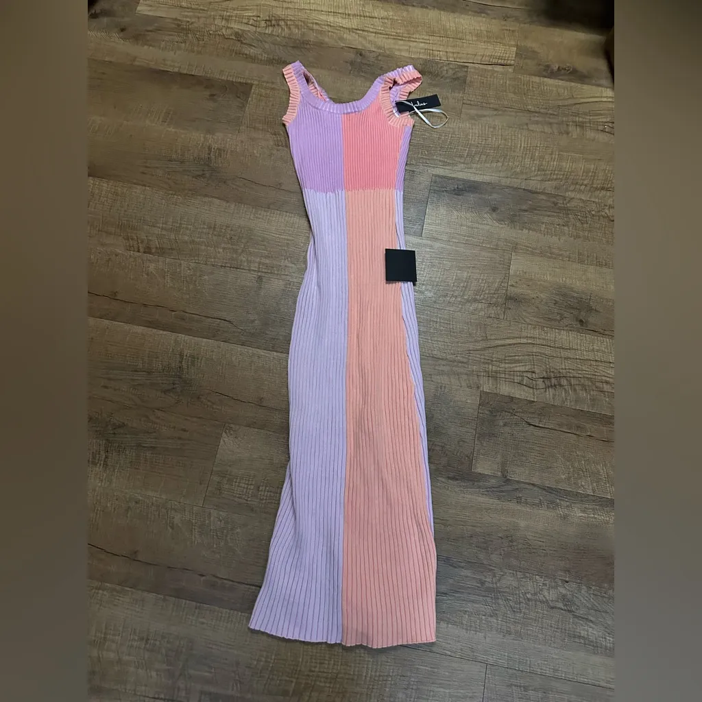 Lulus Radiant Personality Pink Color Block Ribbed Knit Midi
Dress - Image 6
