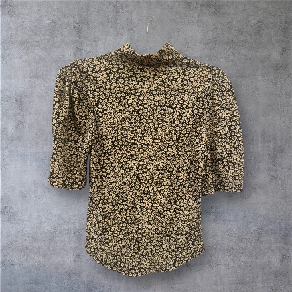 GAP Black and Cream Floral Women’s  Shirt - Image 2