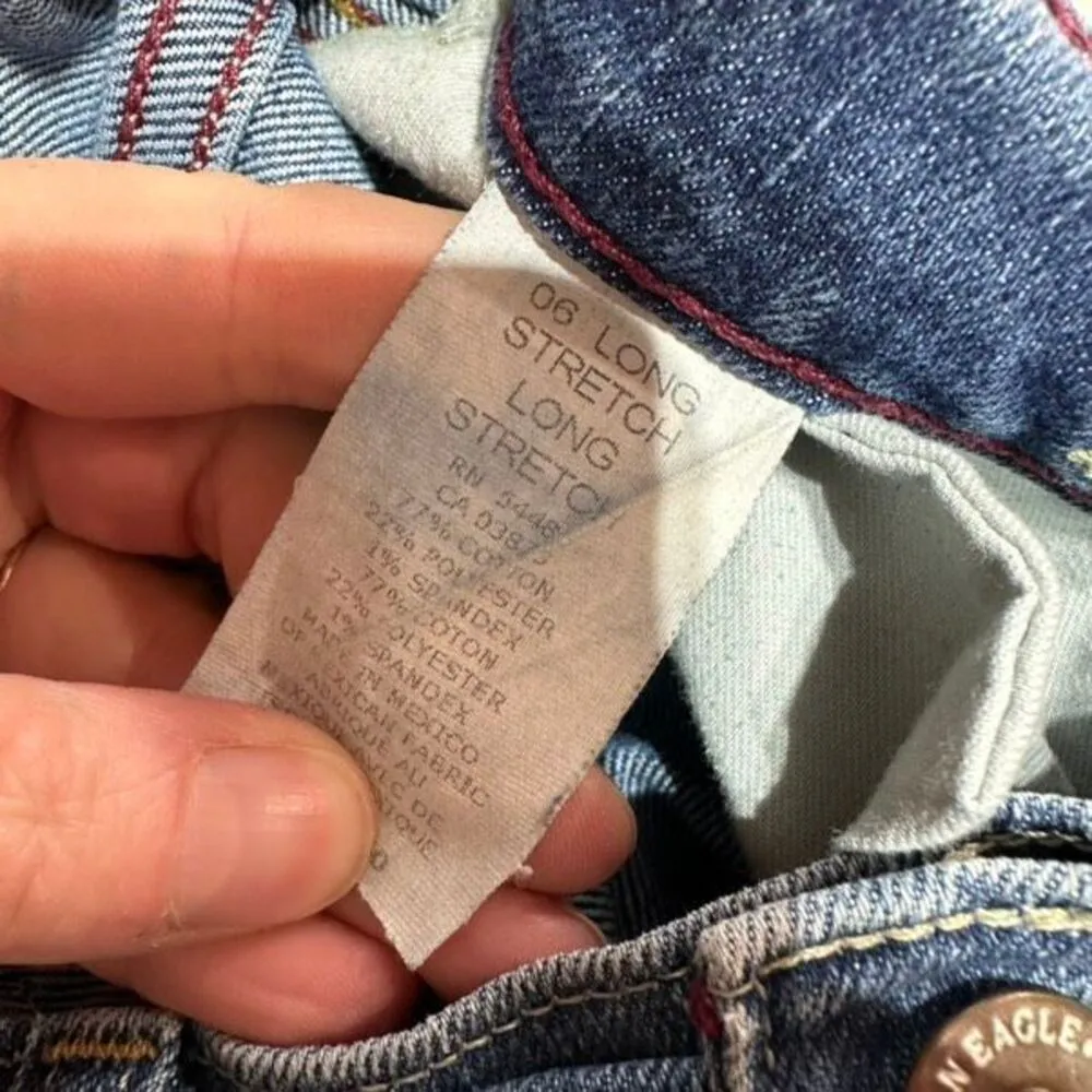 Y2K American Eagle Outfitters Womens Stretch Hipster Jeans Blue Size 6 LONG Tall - Image 13