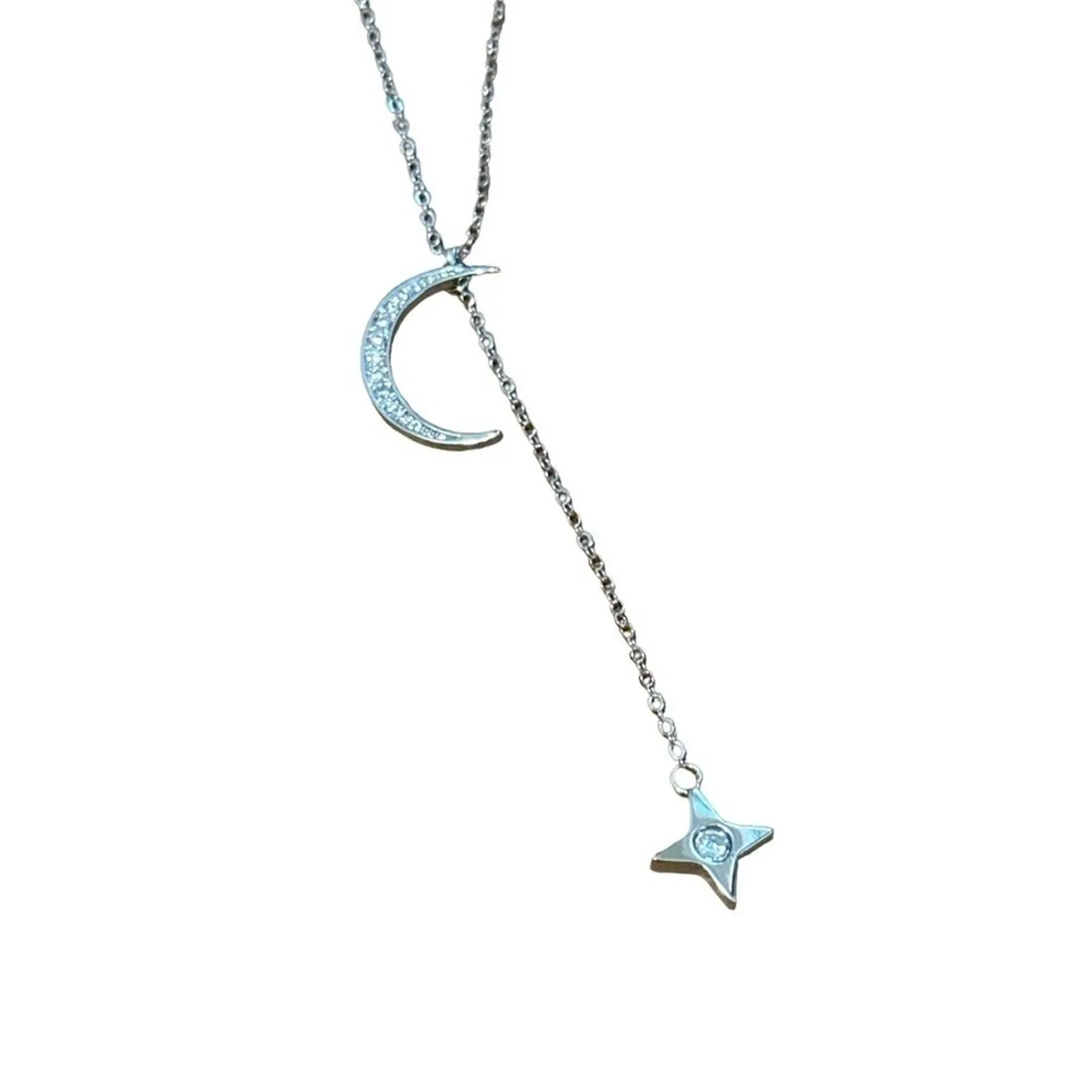 Lili Claspe Rope the Moon & Star Lariat Necklace Silver CZ Crystals NWT Gift - Image 3