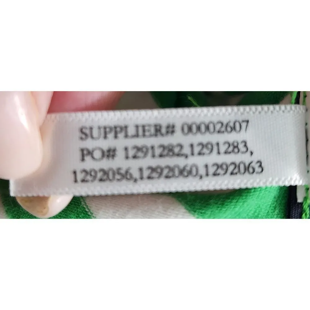 CHAPS Green White Striped V-Neck T-Shirt Cotton Blend Casual Summer Top Size‎ L - Image 5