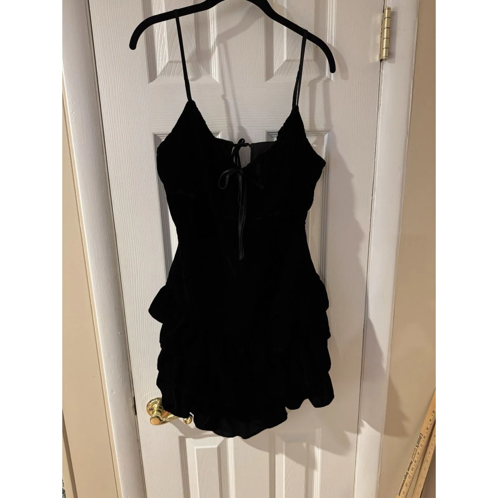 Forever 21 Dress Stretch Velvet Mini Coquette XL Black Goth Fairy Whimsigoth - Image 13