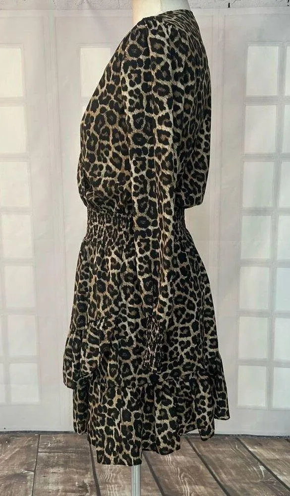 MK Cheetah Print Long Sleeve cinched waist mini Dress Size Small - Image 4