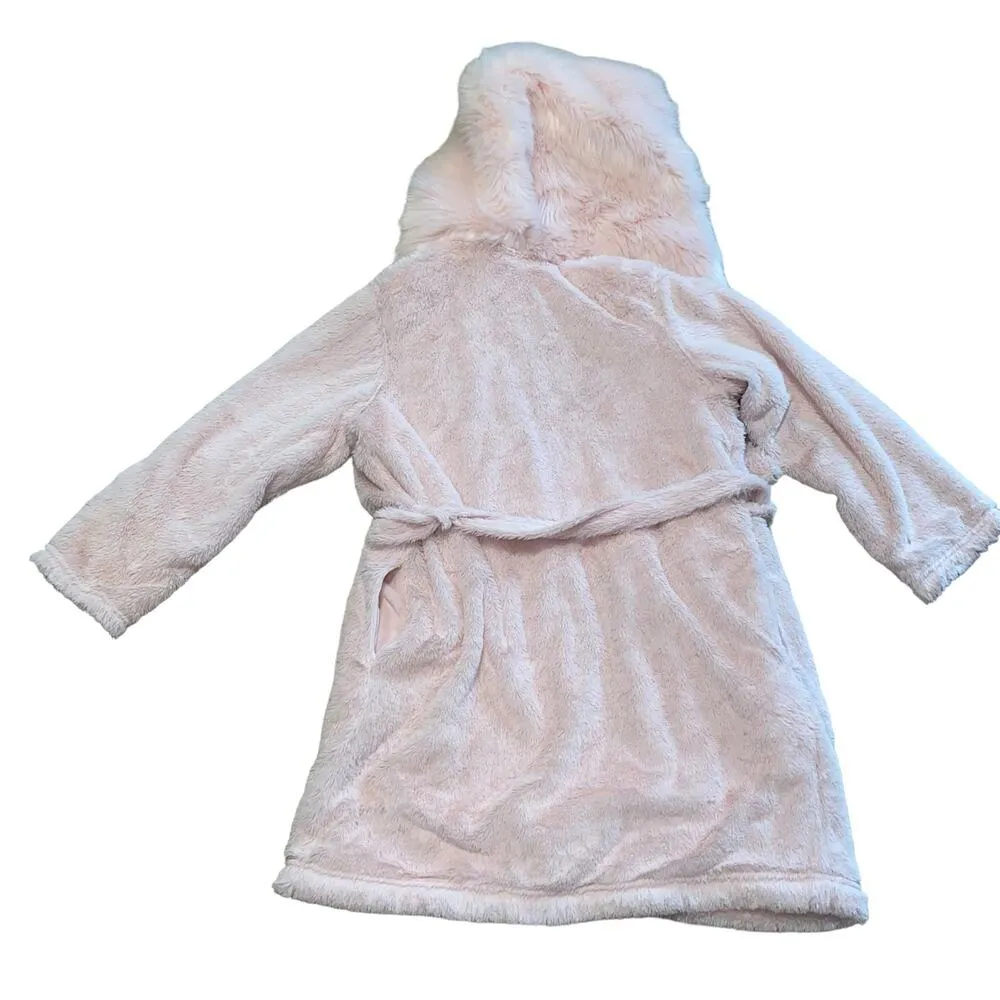 Daydream Berkshire Home Blush Pink Plush Fleece Hooded Belted Lounge Bath Robe S - Image 4