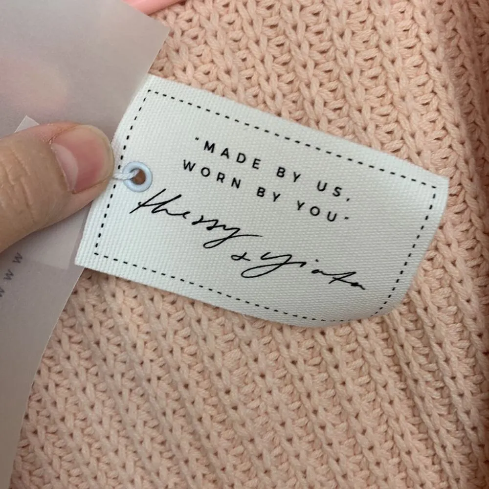 Sabo Skirt womens Large knit wrap sweater dress elle tie waist pink v neck - Image 14