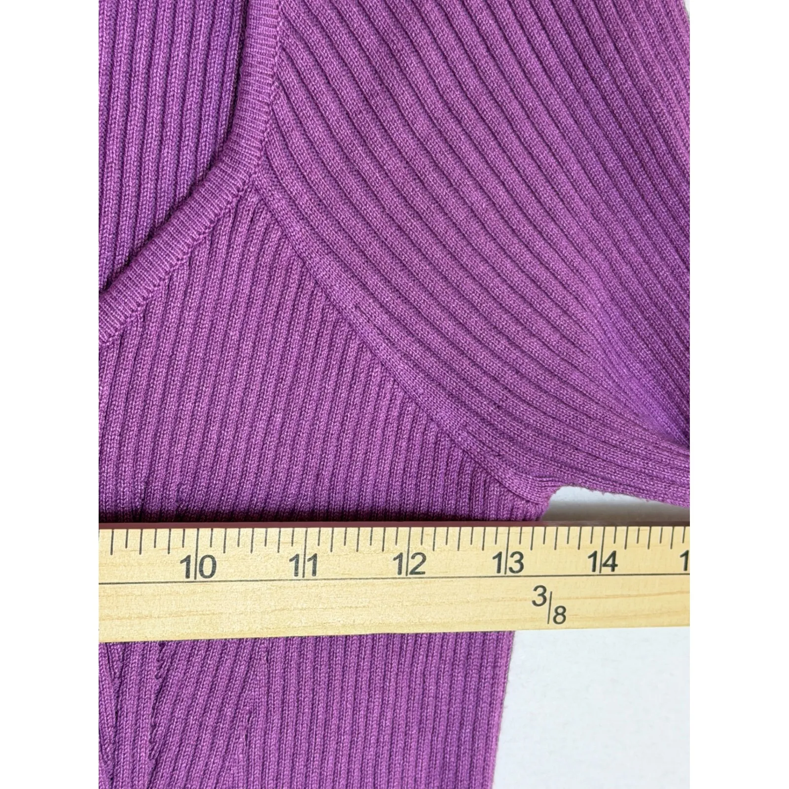 freshman 1996 Purple Ribbed Knit V Neck Long Sleeve Maxi Dress M Size M - Image 3