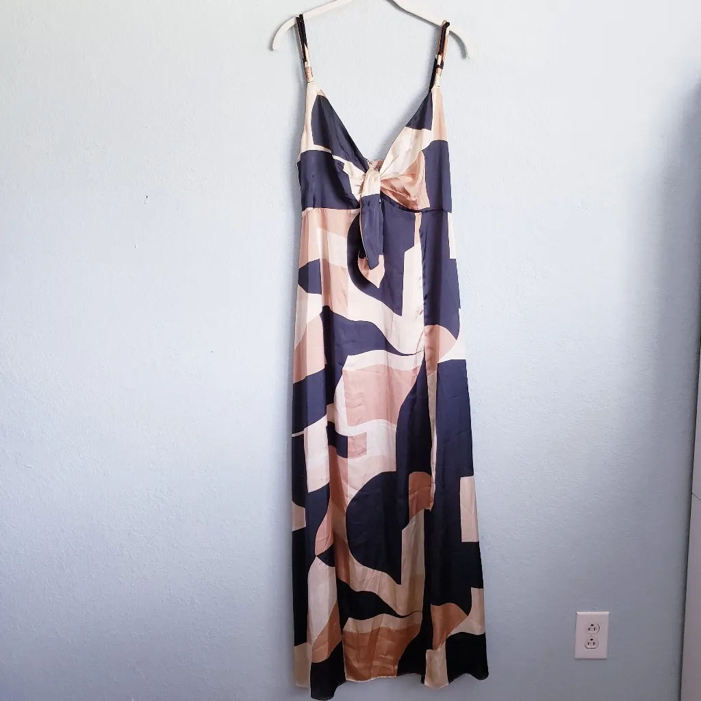 Baltic Born Xanthe Front Tie Geometric Slip Maxi Dress - Image 3