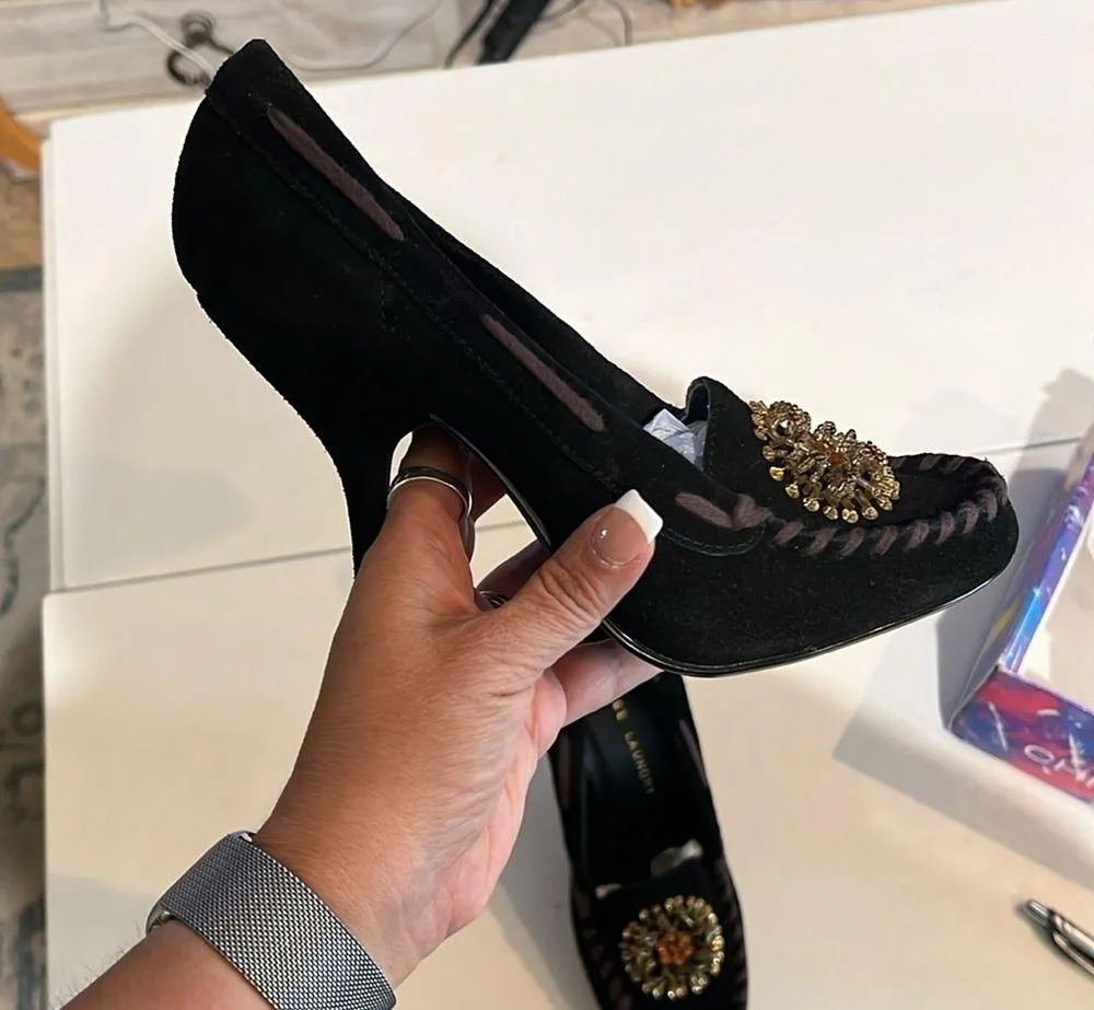 Chinese laundry Cammie suede, black moccasin heels - Image 3