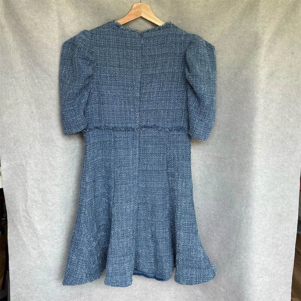 LIKELY Women's Size 10 Blue Puff Sleeve Sheath Dress Party Cocktail - Image 3