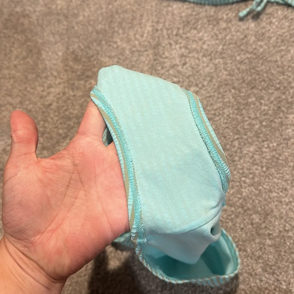 Xhilaration Juniors Textured Blue Gray Striped Hipster Bikini XL bottoms / M top - Image 4