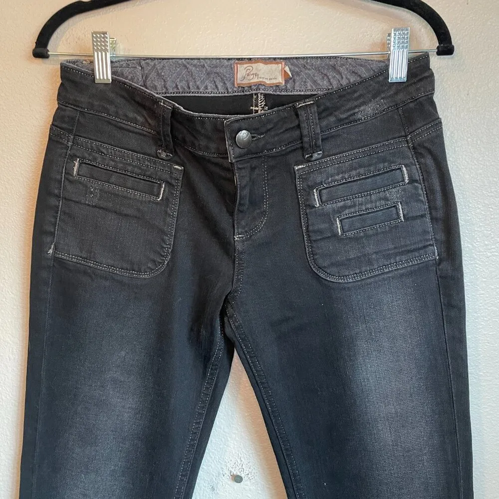 Vintage Paige Premium Denim Oakland Black Jeans Size 28 Flare Y2K - Image 2