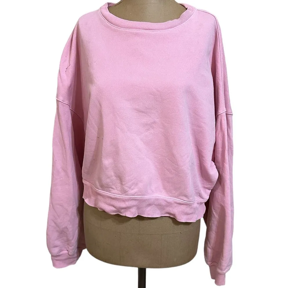 AGOLDE Sweatshirt Distressed Pink Cropped Cotton - Image 3