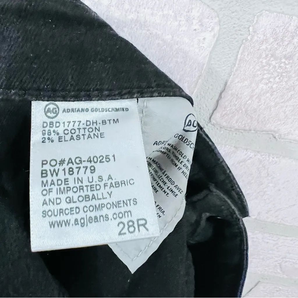 AG The Farrah High Rise Skinny Ankle Raw Hem Jeans in Black Size 28 - Image 9