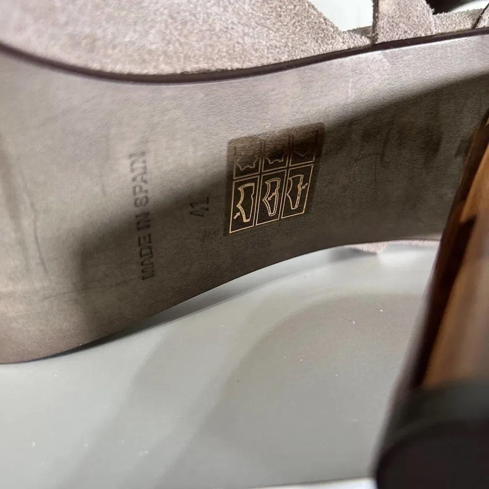 Free People Nouvelle Wrap Suede Heels Grey Crisscross Cylindrical Heel Size 41 - Image 9