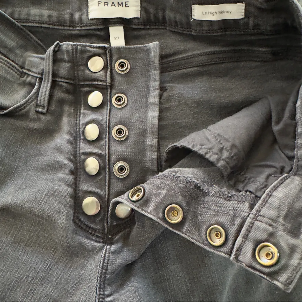 Frame Le High Skinny Jeans Button Fly Denim High Rise Gray Stretch cotton pocket - Image 6