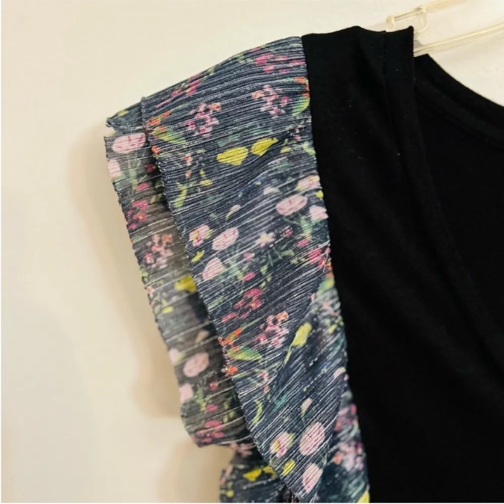 Anthropologie VANESSA VIRGINIA Black Indak Ruffle Flutter Sleeve Top Extra Small Size XS - Image 6