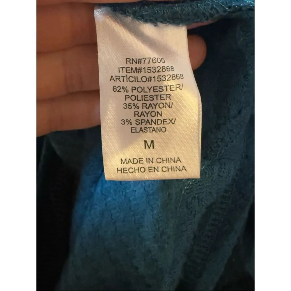 Chaser Women's Waffle Knit Thermal Hoodie Sz M in Taos (Dark Green Blue) - Image 8