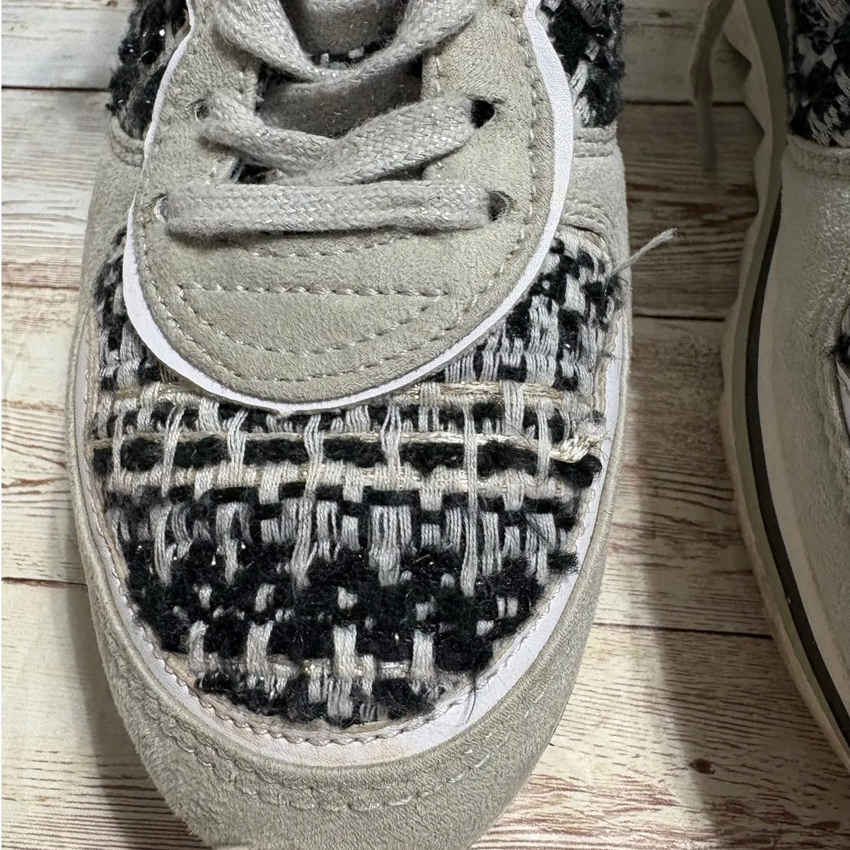Zara Tweed Platform Sneakers Black White Lace Up Size EU 38  Women US 7.5 Shoes - Image 4