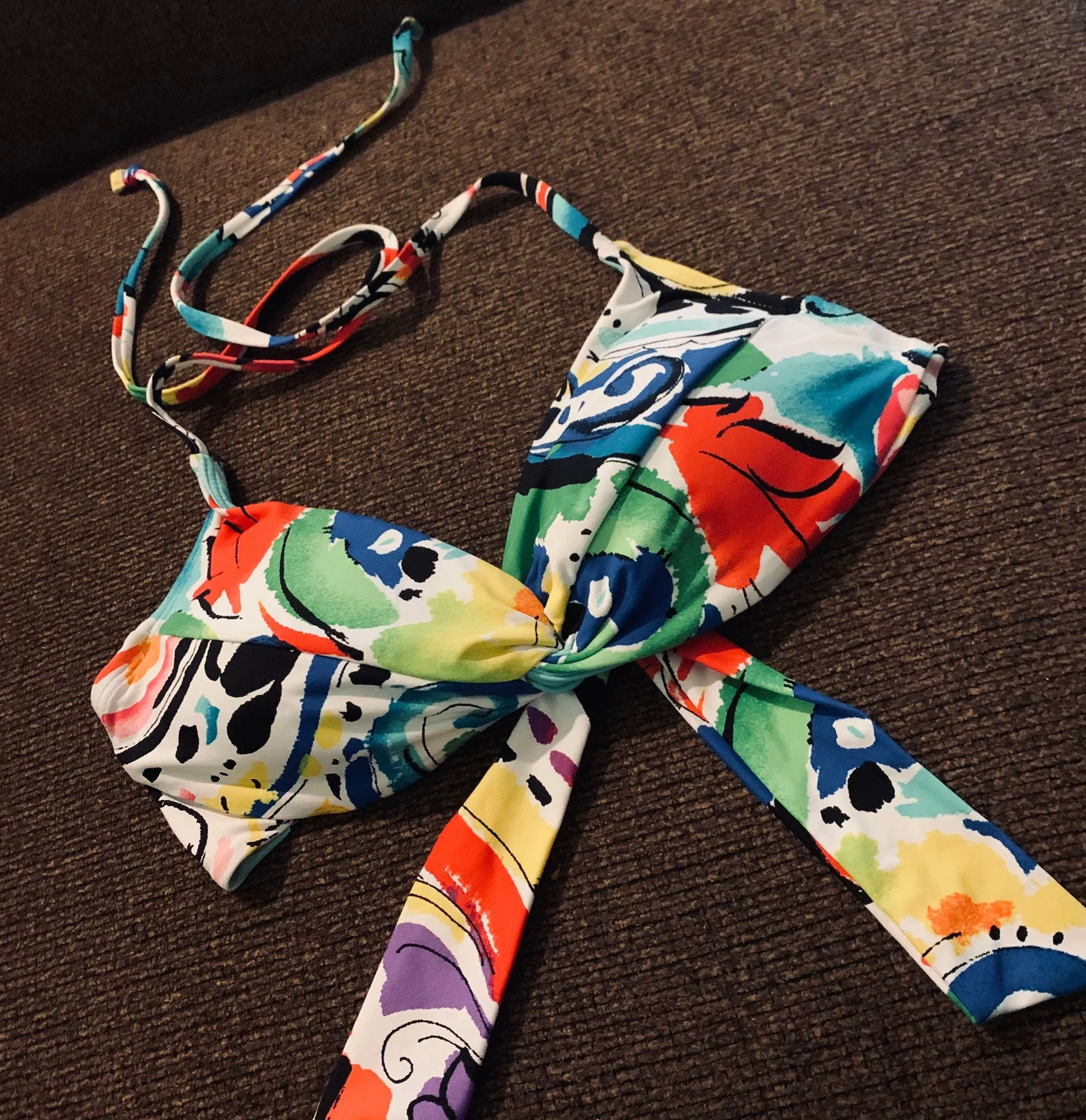 Painterly Knot Twist Halter Bikini Top - Image 3