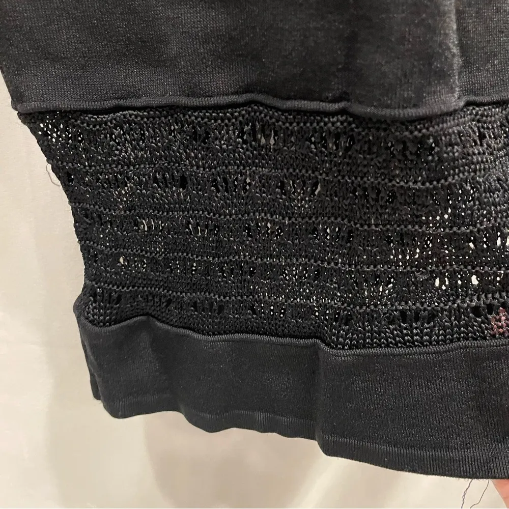 Y2K super stretchy Marciano black bandage dress crochet hem club wedding party - Image 6