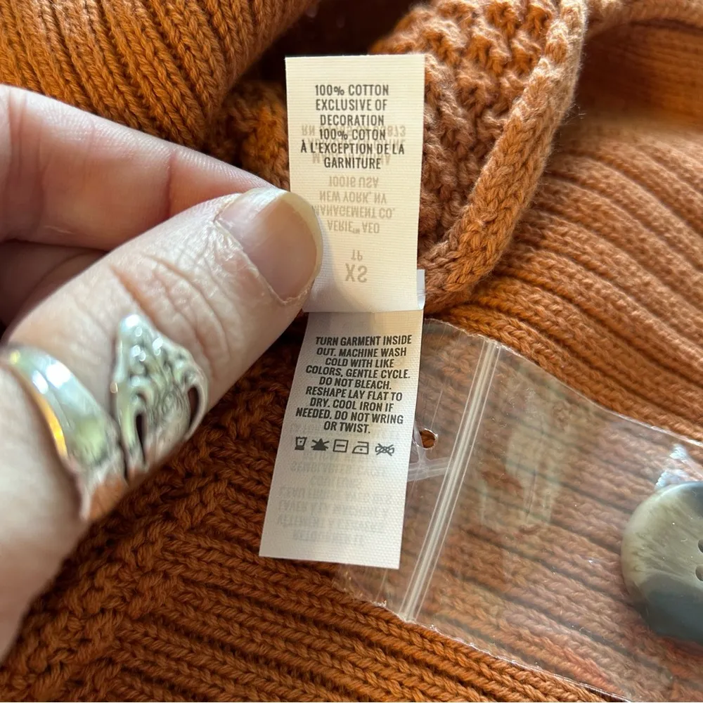 NWOT Aerie brown red and white oversized letterman sweater cardigan size XS - Image 5